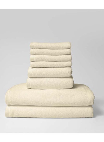 Buy 8 Pieces Set by La'Marvel, Ivory 600 GSM 100% Cotton Hotel Towels in Saudi Arabia