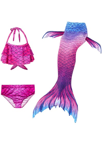 Buy Cutie Cute Mermaid Tail Girl's Swimsuit Set 3 Pcs for Girls Swimming Swimsuits Princess Bikini Set for Toddler Big Girls Birthday Gift, Without Fin(2-12 Years) in UAE