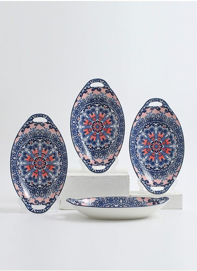 Buy 4-Piece Hand Painted Dinner Plates Multicolour 27.8x16x5cm in UAE