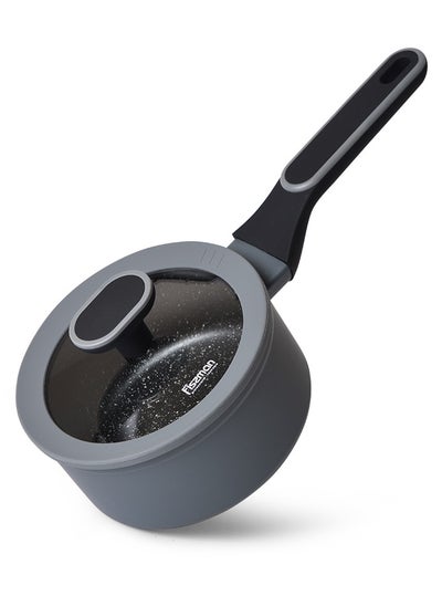 اشتري Saucepan 1.4L with Glass Lid, TouchStone Non-Stick Coating Aluminum Saucepan 16x7.9cm Laura Series في الامارات