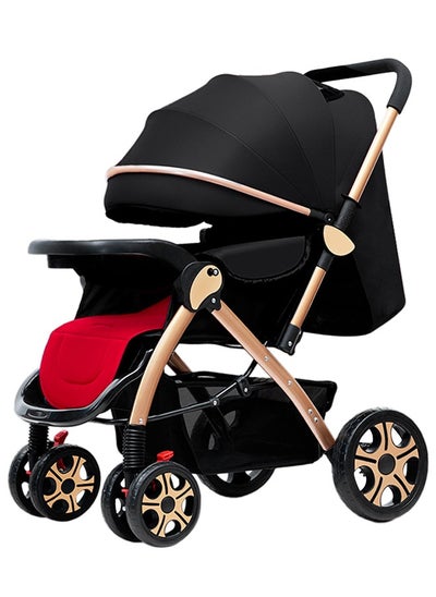 Buy Portable Foldable Luxury Multi-Function Baby Stroller Reversible Handle Anti-Shock Springs in Saudi Arabia