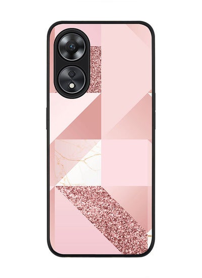 اشتري Rugged Black edge case for Oppo A78 5G / Oppo A58 5G Slim fit Soft Case Flexible Rubber Edges Anti Drop TPU Gel Thin Cover -  Marble Pink Geometric في الامارات