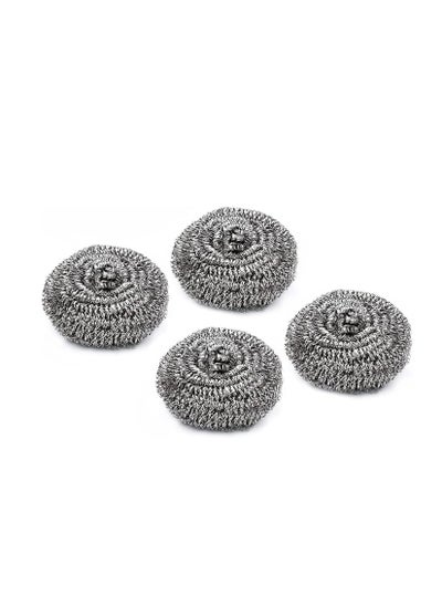 اشتري ECVV 4Pcs Stainless Steel Metal Spiral Scrub Sponge,Ideal for Cast Iron Pans, Powerful Scrubbing,Hard cleaning, Kitchen sponge,Scrub, Kitchen, Garage, Outdoor في السعودية