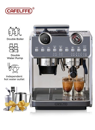 Buy Barista Espresso Machine With Double Boilers And Double Pumps Household And Commercial Dual Use Espresso Coffee Maker With Grinder All-In-One 2.5L in Saudi Arabia