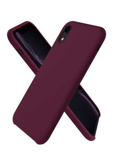 اشتري غطاء حماية من السيليكون السائل لهاتف iPhone XR، غطاء حماية من المطاط الهلامي الناعم من السيليكون السائل لهاتف iPhone XR(2019) مقاس 6.1 بوصة - لون أحمر نبيذي في مصر