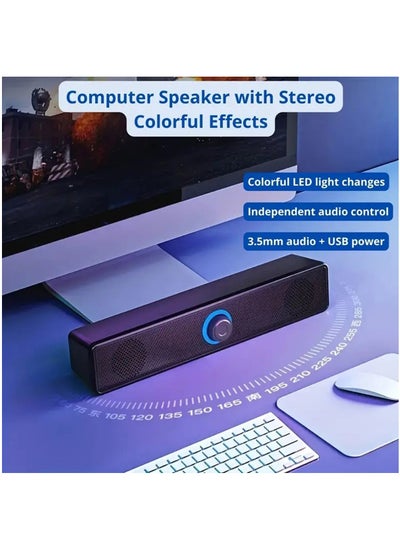 اشتري Computer Speakers, USB Powered PC Speakers Wired Stereo Desktop Speakers for Computer, Desktop, Laptop, PC, Pad, Cellphone في السعودية