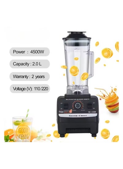 Buy Double Jar Commercial 2.0L 4500W BPA Free Heavy Duty Blender Mixer Electric High Speed Juicer Food Processor Ice Smoothies Crusher Blander in Saudi Arabia