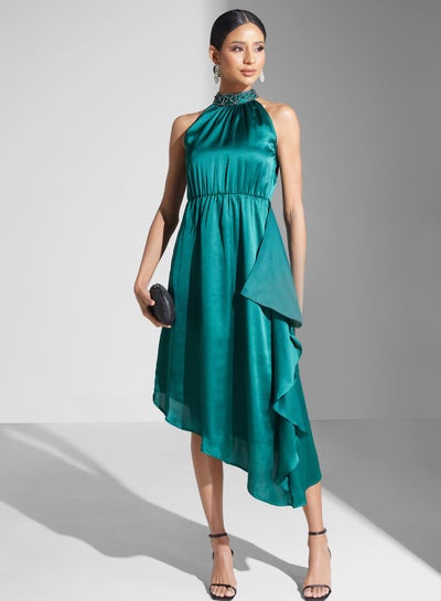 Buy Halter Neck Dress With Waterfall Detail in Saudi Arabia