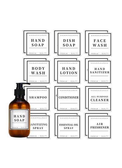 اشتري 24 PCS Waterproof Soap Labels, Bathroom Soap Dispenser Stickers Kitchen Hand Soap Labels Glass Bottle Labels Removable Cleaning Labels Soap and Lotion Labels for Bathroom Countertop (3 x 3 Inch) في السعودية