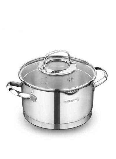 Buy Stainless Steel Cooking Saucepan Pot 1.6 Liters With Handle Strainer Lid in UAE