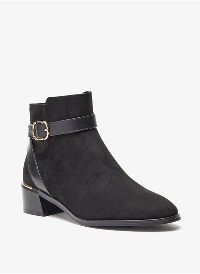 Buy Women's Solid Slip On Ankle Boots with Zip Closure in UAE