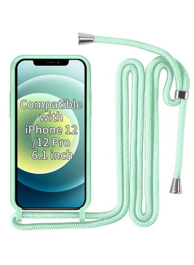 اشتري SYOSI 6.1 inch Crossbody Case Compatible with iPhone 12/12 Pro, Mint Green, Scratch Resistant and Bumps TPU Material Phone Mobile Cover Neck Cord Lanyard Strap في الامارات