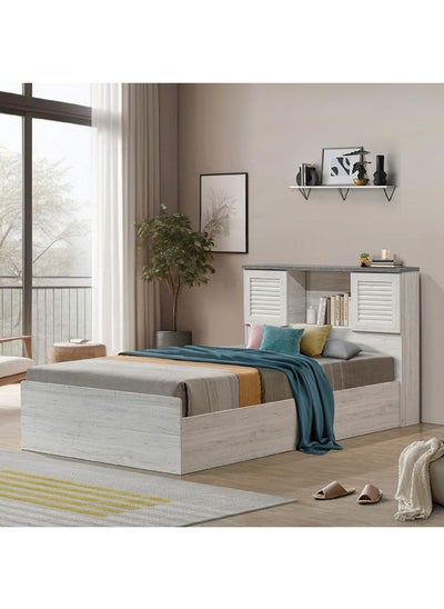 اشتري Zenith 120X200 Young Bed With Usb Strong And Sturdy Modern Design Wooden Single Bed Frame Furniture Quiet And Comfortable Beds - White Oak+Cement في الامارات