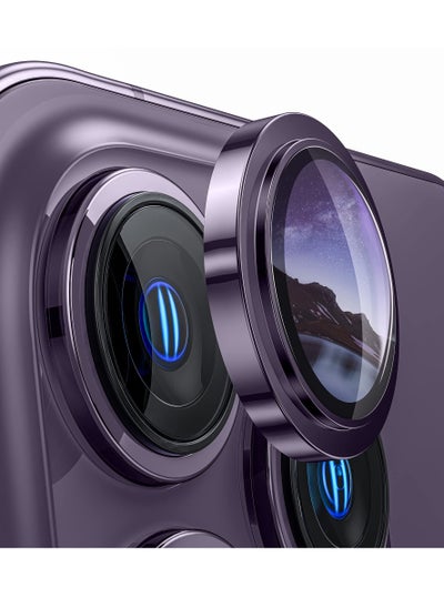 Buy for iPhone 14 Pro/iPhone 14 Pro Max Camera Lens Protector, [Keep Lens Original Design] Anti-Scratch 9H Tempered Glass Camera Cover Screen Protector Metal Ring Accessories - Deep Purple in Saudi Arabia