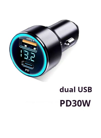 Buy PD 30W Car Charger Fast Charging Dual USB Car Plug Adapter Car Charger Type C Compatible with iPhone 16 Pro Max/16 Pro/15/14/13 Pro Max/12/11,iPad Pro/mini 6,Samsung S24/S23,Huawei Mate60,etc in UAE