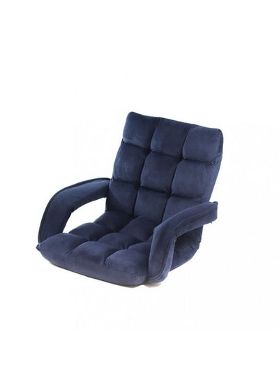 Buy Ground chair for camping and trips, sponge padded with velvet quality, with an adjustable back, blue in Saudi Arabia