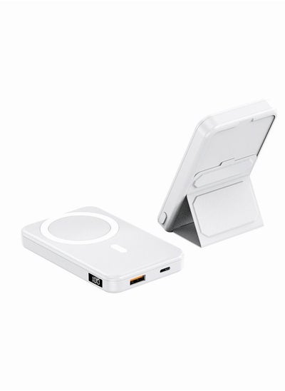 Buy Magnetic Portable Power Bank Charger for Apple iPhone 14/13 series 10000mah White in UAE