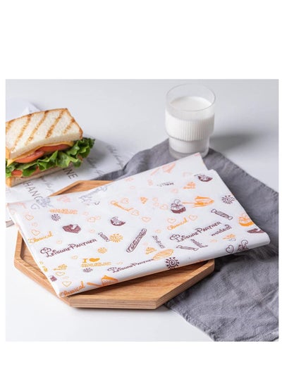 اشتري Baking Food Packaging Paper Wax Paper Food Grade Grease Paper Food Wrappers Wrapping Paper For Bread Sandwich Burger Fries Oilpaper Baking Tools Disposable Candy Baking Oil-Proof Package Paper 100 Pcs في السعودية