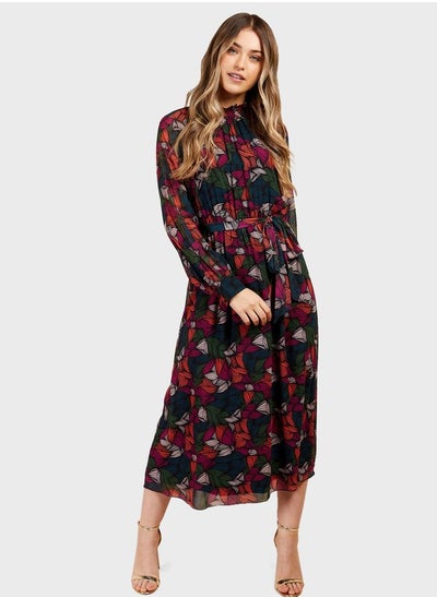 Buy Printed Belted Midi Dress in UAE