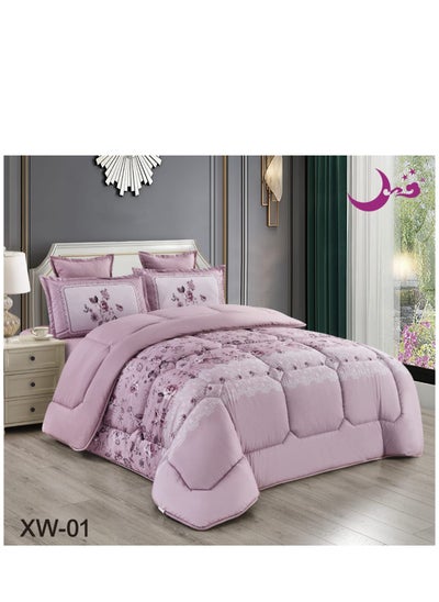 Buy Comforter Set a Royal Soft and Comfortable Bedspread 6 pieces Two Sheets Two Sides One Floral Face and one Plain face in Saudi Arabia