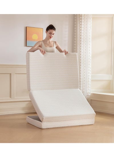 Buy Comfy White Folding Medicated Classic Satin Mattress 180x90x7 cm in UAE