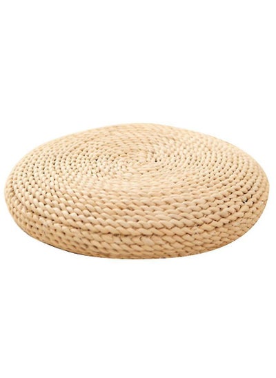 Buy Handmade Round Straw Woven Tatami Floor Cushion Natural Seat Mat in UAE