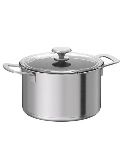 Buy Pot With Lid Stainless Steel And Glass 5 L in Saudi Arabia