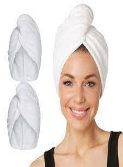 Buy Hair drying towel of the finest types of cotton white color in Saudi Arabia