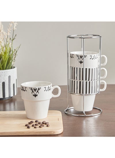 Buy Gusto 4-Piece Mug with Metal Stand Set 354 ml in UAE