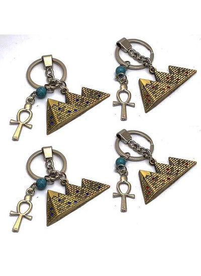 اشتري 4 pieces of immatgar pharaonic Egyptian 3 Pyramids keychain with ankh key Egyptian souvenirs gifts Inspired Gift from Egypt ( Burnt Yellow ) في مصر