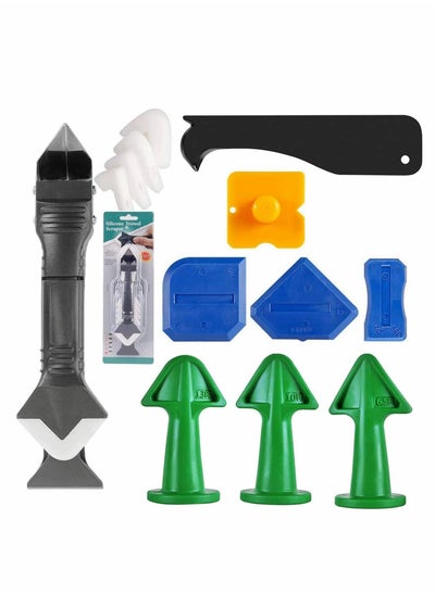 Buy caulking tool, caulk remover, 5 in 1 caulk tool kit, silicone caulk and plastic Scraper for Kitchen, Bathroom, Window and Sink Joint blue in UAE