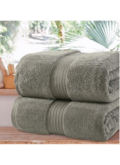 Buy COMFY 2 PC HIGHLY ABSORBENT GREY COMBED BATH & SPA SHEET TOWEL SET in UAE