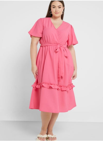 Buy Wrap Detail Frill Layer Dress in Saudi Arabia