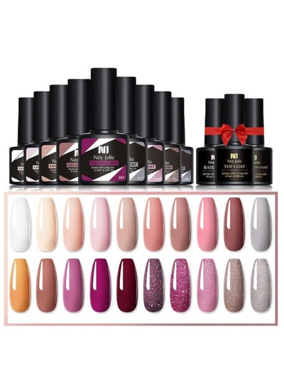 Buy Gel Nail Polish Set with 20 Colors Gel Nail And Base Gel + Top Coat+ Matte Top Coat For Nail Art Salon 16#Environmental & HealthyGel Nail Polish（23Pcs ） in Saudi Arabia