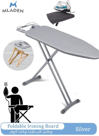 Buy Ironing Board Heat Resistant Cover Iron Board with Steam Iron Rest Non-Slip Foldable Ironing Stand Heavy Sturdy Metal Frame Legs Iron Stand Silver (32*92.5 cm) in Saudi Arabia