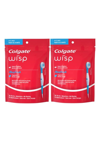 Buy Wisp Max Fresh Disposable Mini Toothbrush Peppermint 24 Pcs Pack of 2 in UAE