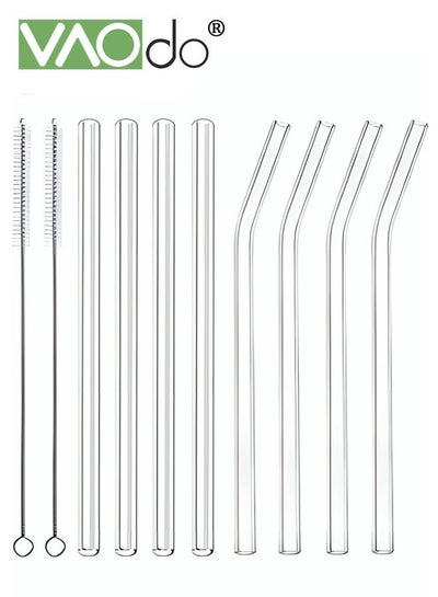 Buy 8PCS Glass Drinking Straw Reusable Heat-resistant Explosion-proof High Borosilicate Glass Straw with Straw Brush 10mm Diameter Cold-resistant Creative Glass Juice Straw in UAE