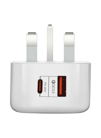 اشتري 20W Type C Dual Port Wall Charger Travel Power Adapter - UK Plug في الامارات