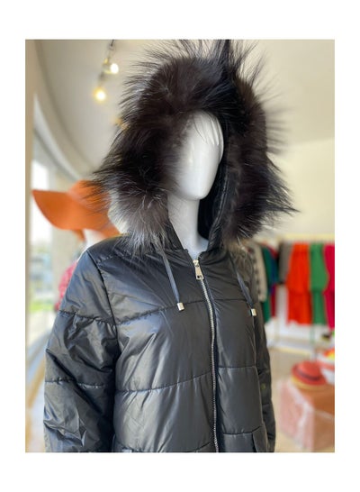 اشتري Fox Fur Coat Hooded Real Fur Womens Jacket Winter Coat Girls في مصر