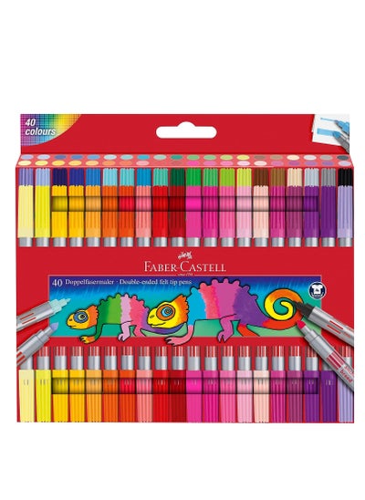 Buy Faber-Castell Double-Ended Felt Tip Pens 40 Color, With a fine and a thick tip,Thin tip for fine lines,Thick tip for all-over colour,Washes out of most fabrics in UAE