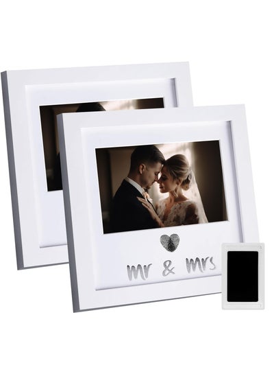 اشتري Heart Thumbprint Keepsake Frame and Ink Kit, Wedding Picture Frame, Wedding Registry Idea, Shower Gift for Bride and Newlywed, White Frame, 4x6 Photo (2 Pack) في السعودية