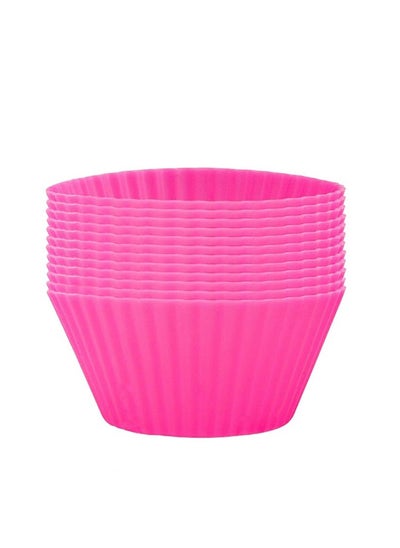 Buy Reusable Silicone Non-stick Baking Cups, Cake Molds, Kitchen Baking Cooking Accessories, DIY Cake Making Tools - Pack of 12 in Saudi Arabia