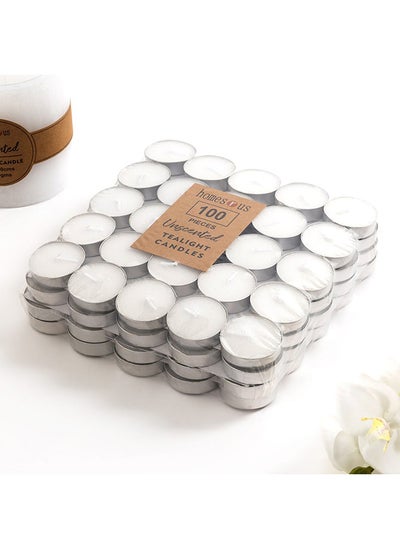 Buy 100-Piece Basics Unscented Tealight Candle Set, White in UAE