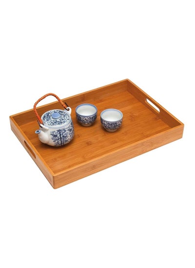 Buy Bamboo Serving Tray with Handle,14 in x 9 in,Natural Bamboo Serving Tray Waterproof Serving Platters Tray in UAE