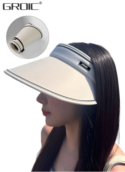 اشتري Sun Visor Hat for Women with Wide Brim UV Protection Wide Brim Golf Visor Cap Tennis Running Sunshade Hat,Outdoor Sports Accessories في الامارات