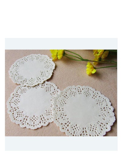 اشتري 6.5-in Lace Paper Doilies Disposable Decorative Round Paper Tableware Decoration 100 Piec White في مصر