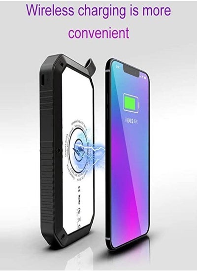 Buy Solar Power Bank 40000mAh with Wireless Charger LED Light. in UAE