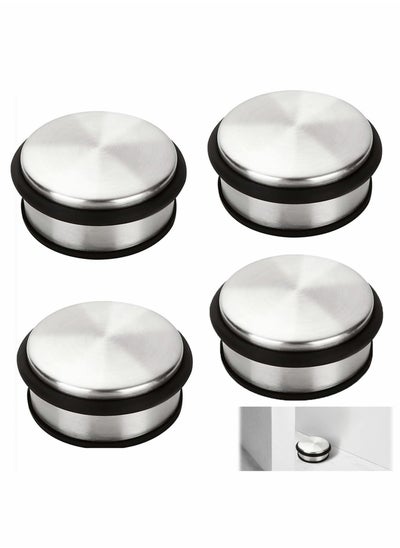 Buy 4 PcsDoor Stop Stainless Steel, Heavy Duty Chrome Door Stopper with Rubber Buffer Ring, Metal Round Door Stoppers for Floor, Safety Door Wedge for Home Office in Saudi Arabia