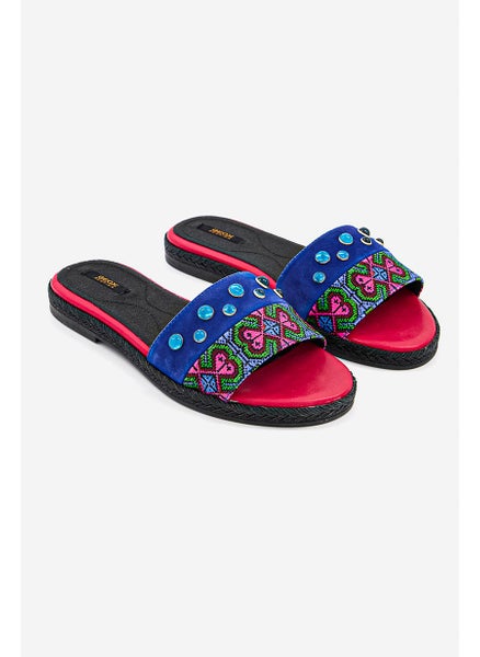 Buy Women Slip On Kolleen Slippers, Blue/Red in Saudi Arabia