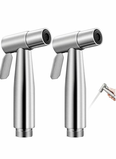 اشتري Bidet Toilet Sprayer Head, 2Pcs Hand Shower Stainless Steel Handheld Cloth Bathroom Diaper for Kitchen and Cleaning في الامارات